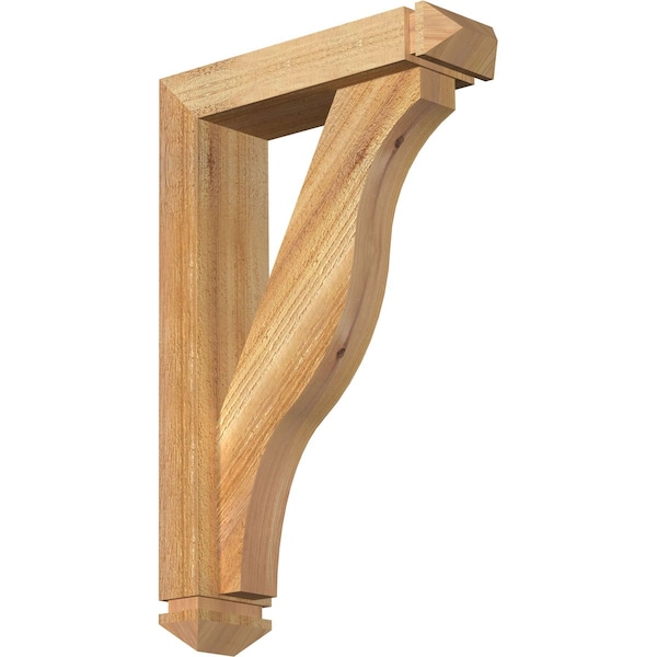 Ekena Millwork Funston Arts and Crafts Rough Sawn Bracket w/ Offset Brace, Western Red Cedar, 4"W x 14"D x 22"H BKT0402X14X22FST03RWR - main